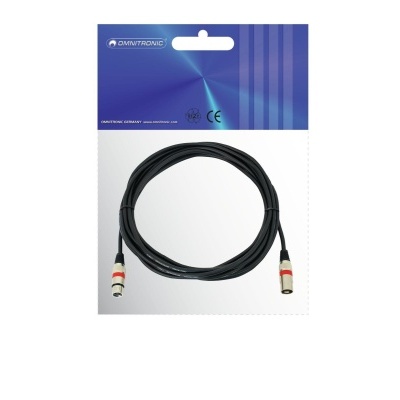 Cabo de áudio preto com conectores RCA em embalagem azul e branca