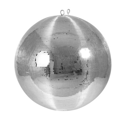 Bola de discoteca prateada com espelhos quadrados