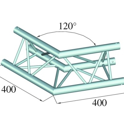 Estrutura metálica tubular com dimensões e ângulo indicados