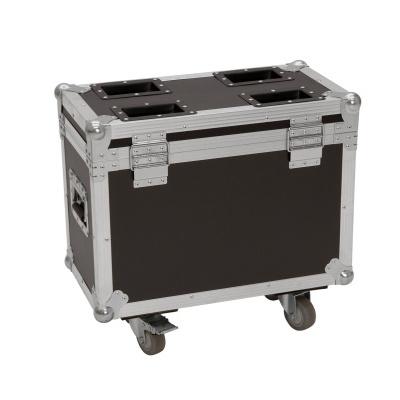 Caixa rígida preta com estrutura metálica e rodas