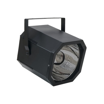 Lanterna metálica preta com alça e lâmpada visível