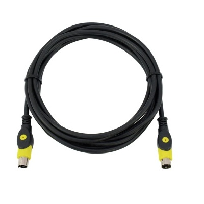 Cabo FireWire preto com conectores amarelos