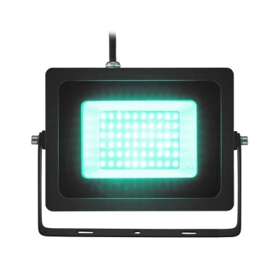 Projetor de luz LED preto com LEDs azuis esverdeados