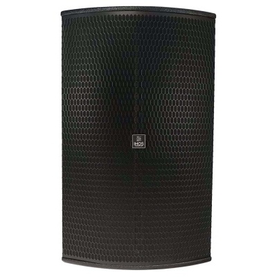 Coluna de som preta com textura de grelha hexagonal e logótipo central PRESONUS