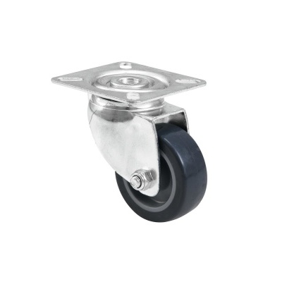 Roda carrinho giratória com suporte metálico e roda preta