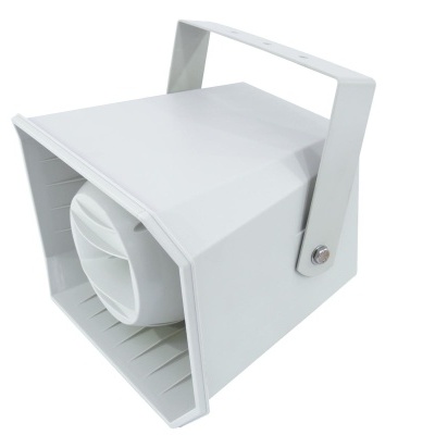 Megafone branco portátil com alça e grelha frontal