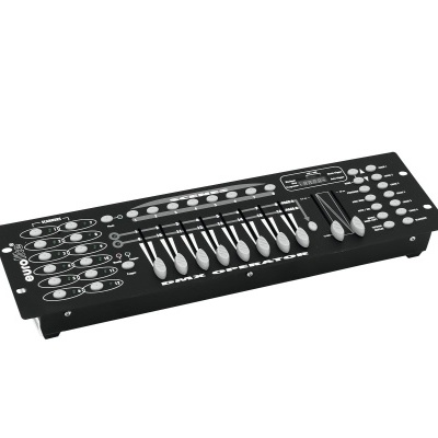 Mesa de mistura de iluminação preta com botões e sliders brancos