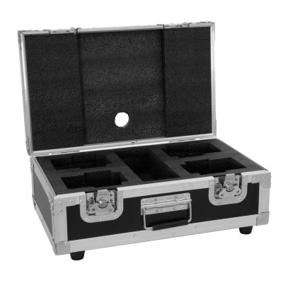 Mala de transporte preta com interior de espuma e armação metálica