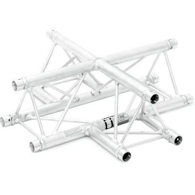 estrutura modular branca em metal com tubos cilíndricos e conexões em cruz