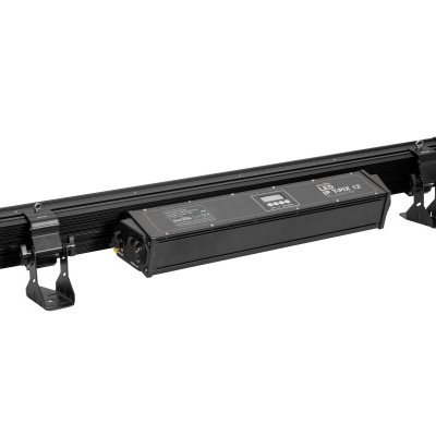 Barra de luz LED preta com suporte e painel digital