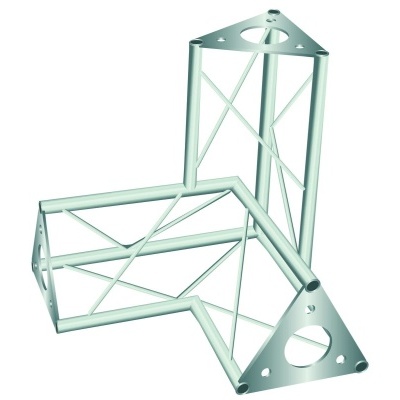 Estrutura metálica triangular com tubos e suportes cruzados
