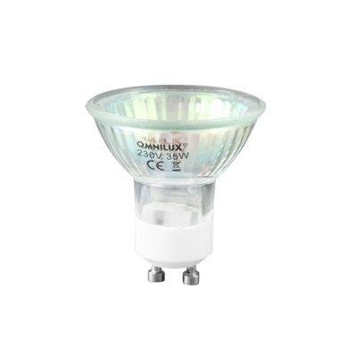 Lâmpada halogéneo OMNILUX com base GU10 em fundo branco