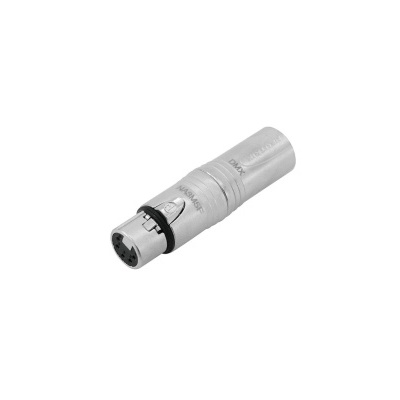 Conector XLR metálico prateado com três pinos