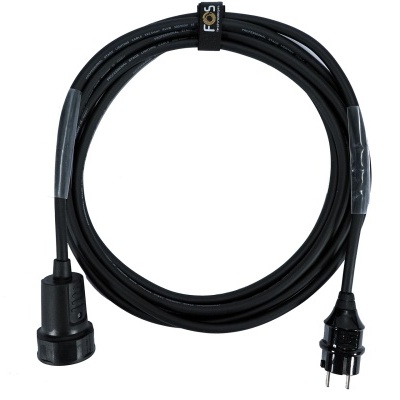 Cabo elétrico preto com ficha macho e ficha fêmea