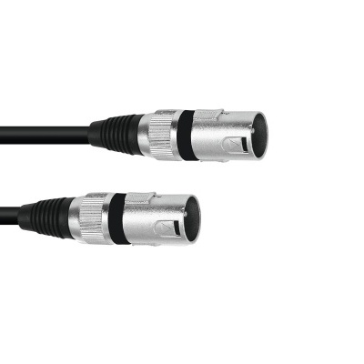 Cabo preto com conectores XLR metálicos prateados
