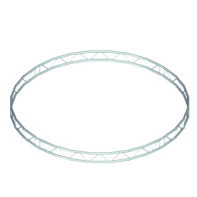 Estrutura metálica circular prateada com ligações triangulares