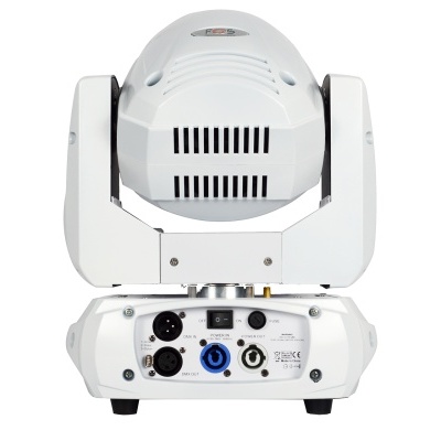 luz de palco móvel branca com conectores e etiquetas técnicas