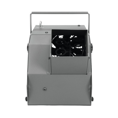 Máquina industrial cinza com ventoinha e alça superior