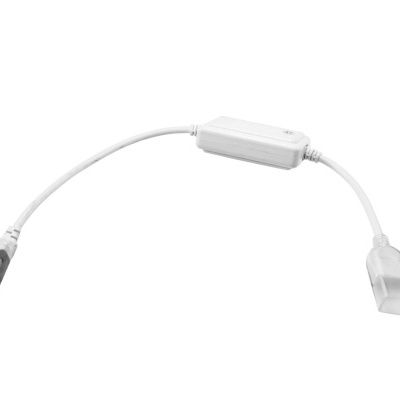 Cabo adaptador branco com conectores DC e módulo retangular de plástico