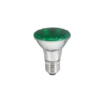 Lâmpada LED PAR20 com topo verde e base metálica