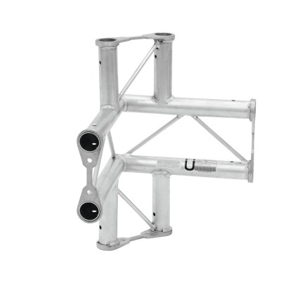 Estrutura metálica de alumínio prateado com tubos cilíndricos e extremidades circulares pretas