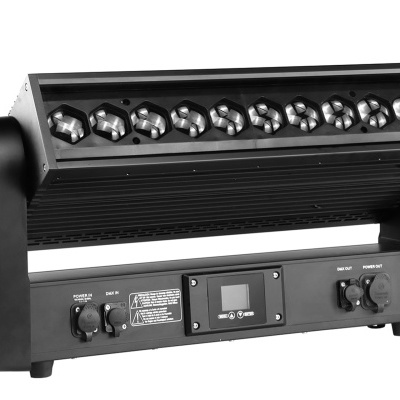 Projector de luz LED profissional preto com 12 lentes e painel de controlo