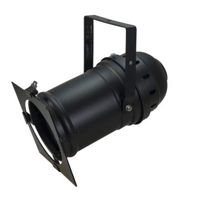 Refletor de iluminação preto em metal com suporte ajustável