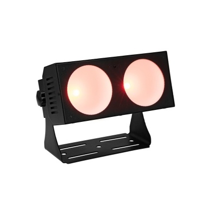 Projetor LED duplo com luz rosa e suporte em metal preto