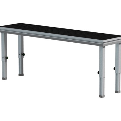 Banco metálico ajustável com assento preto antiderrapante