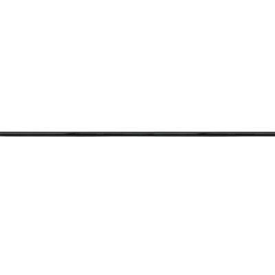 Vara longa preta com pontas metálicas e texto branco numa extremidade sobre fundo branco