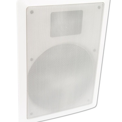 coluna de som de embutir branca com grelha metálica