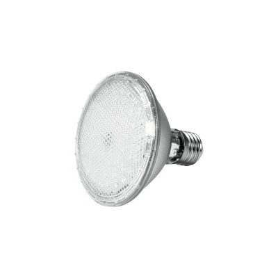 Lâmpada refletora PAR30 com base metálica e vidro texturizado