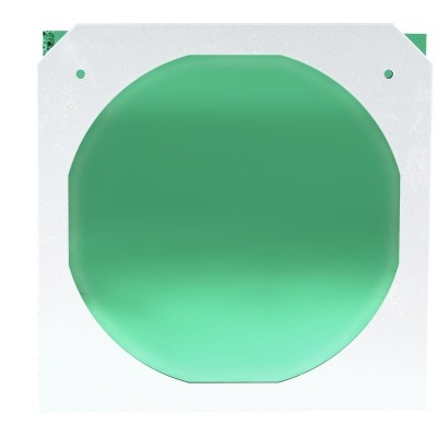 Botão verde circular com moldura branca