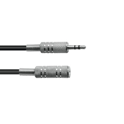 Cabo áudio jack 3,5 mm macho para fêmea metálico prateado e cabo preto