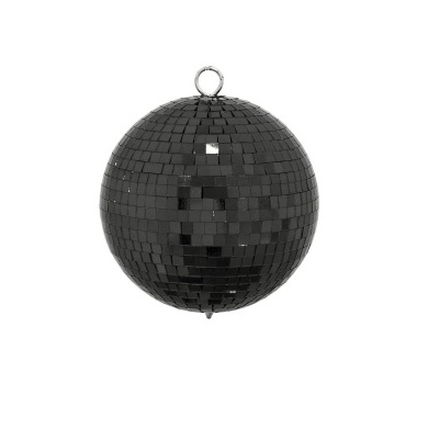 Bola de espelhos preta em forma de esfera com argola para pendurar