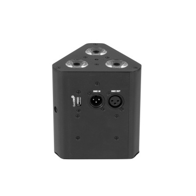 Dispositivo triangular preto com conectores USB e XLR