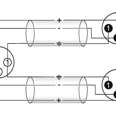 Diagrama elétrico com fios numerados e símbolos de polaridade e terra