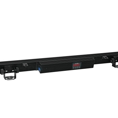 Barra de luz LED preta com suportes e ecrã digital