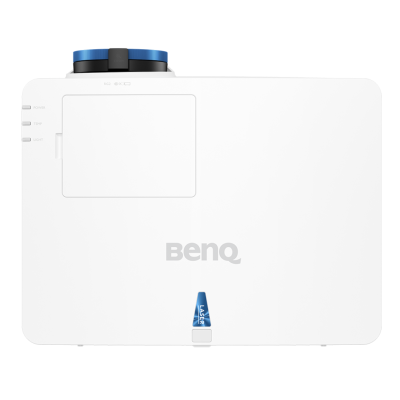 Projetor branco BenQ com botões azuis no topo