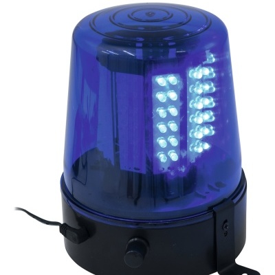 Luz de aviso tipo sirene azul com LEDs e base preta