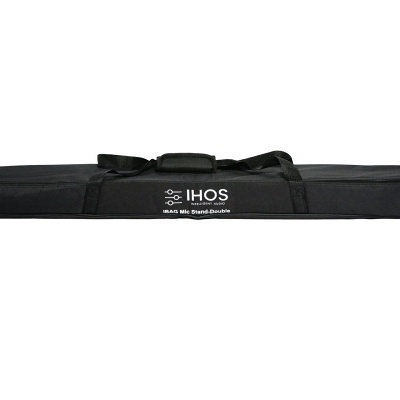 Mala preta longa com alças e texto IHOS 34