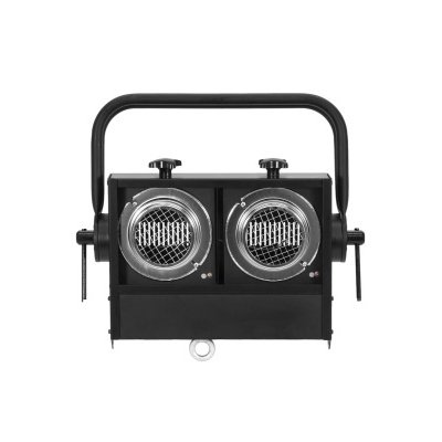 Dispositivo de iluminação profissional preto com duas lentes circulares