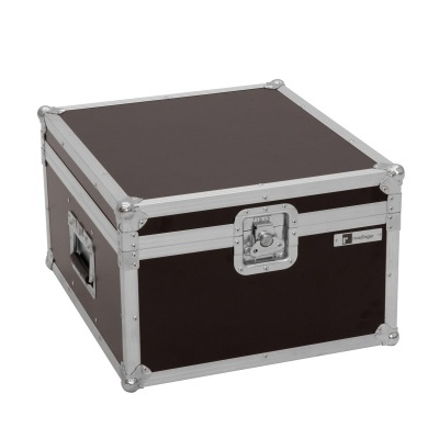 Caixa de armazenamento castanha escura com estrutura metálica