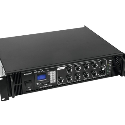 Amplificador de áudio preto HA4000 com botões e visor digital