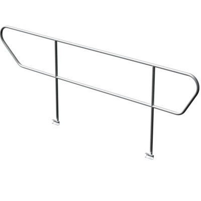 Estrutura metálica tubular prateada com dois suportes verticais