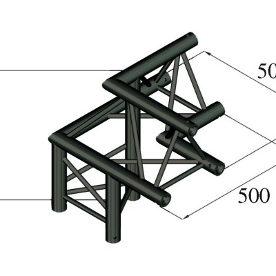 Estrutura metálica preta com tubos cilíndricos e barras triangulares de reforço