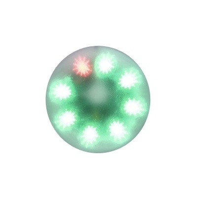 Disco circular com luzes LED brancas e vermelha