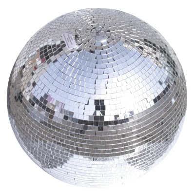 Bola disco refletora com pequenos quadrados espelhados prateados