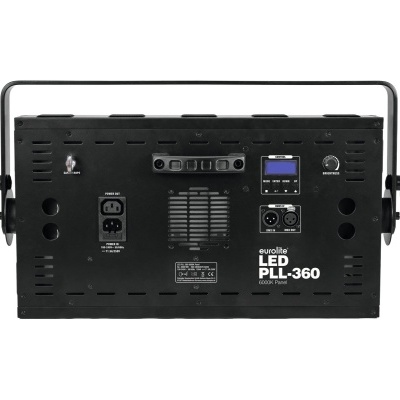 Equipamento de iluminação LED eurolite PLL-360 preto com visor digital e entradas na parte traseira