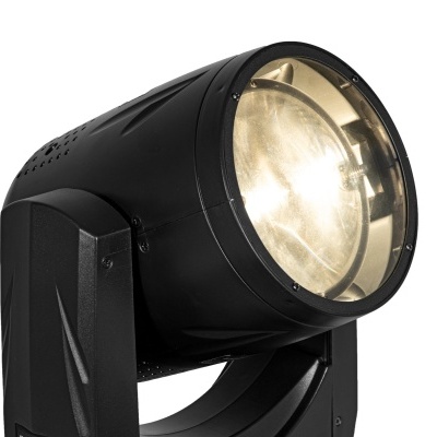 Luz profissional preta para palcos com lente circular e luz acesa